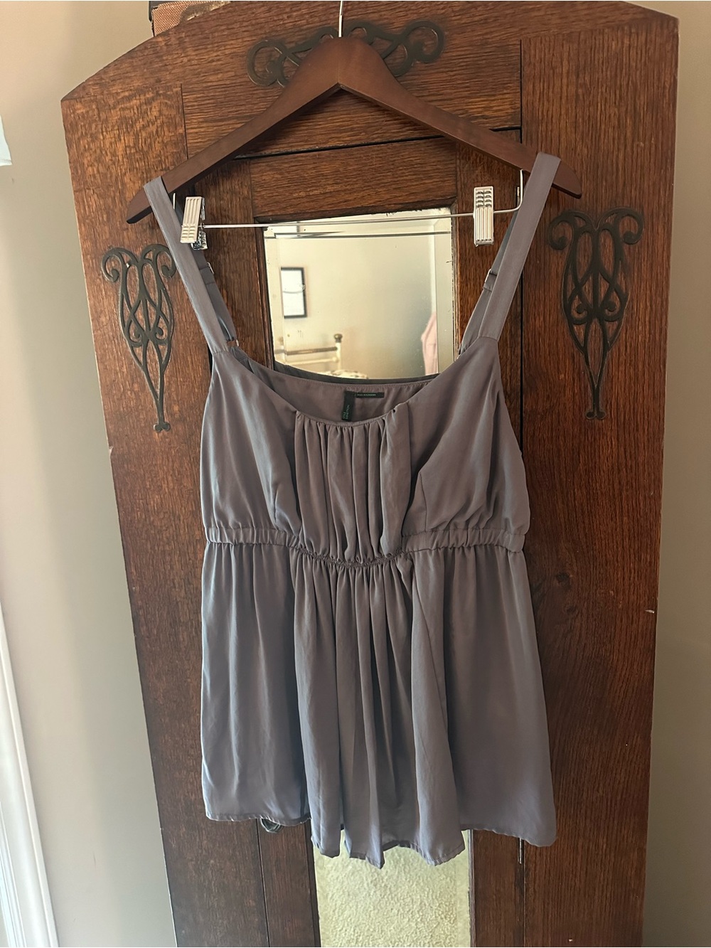 EUC United Colors of Benetton Gray Babydoll Empire Waist Camisole Y2K Vintage L